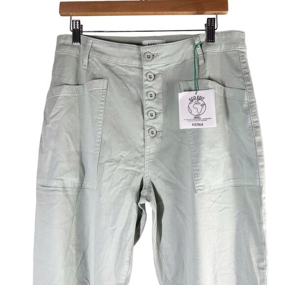 PISTOLA High Rise Tammy Pant Ankle Trouser Sea Mist Green Plus Size 32 - Picture 6 of 12